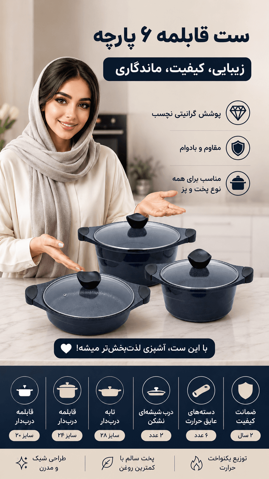 تبلیغ ست قابلمه ۶ پارچه